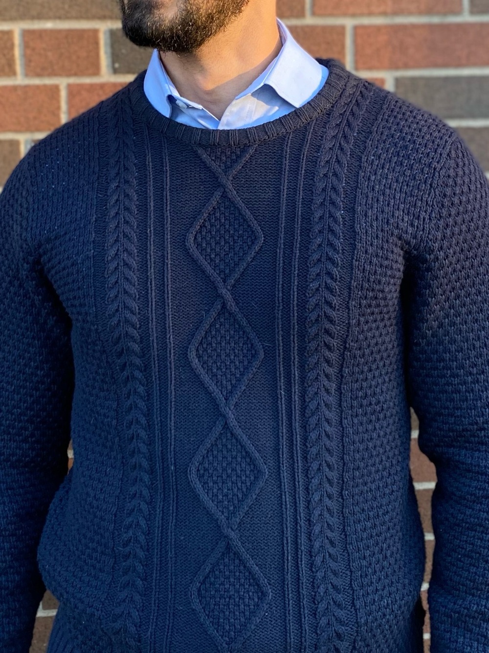 Old Navy Men’s Cable-Knit Crewneck Sweater – Navy Blue (Size M)